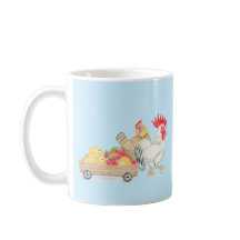 Tasse bleue de la famille de poulet mignonne