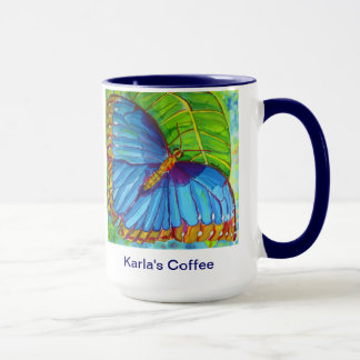 Tasse bleue de papillon de Morpho