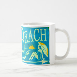 tasse bleue de plage