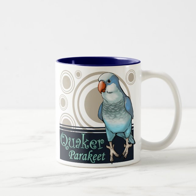 Tasse bleue de quaker (Droit)