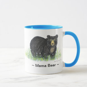Tasse bleue d'équilibre d'ours noir de ~ de maman