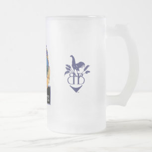 Tasse bleue en verre givré de bière de poule