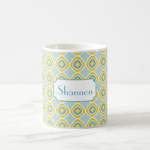 Tasse bleue jaune de coutume de tasse de
