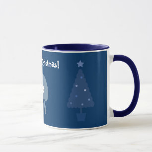 Tasse bleue mignonne et originale d'arbres de