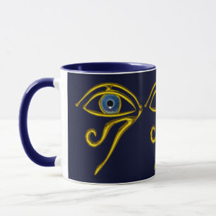 TASSE BLEUE TALISMAN / OEIL OR HORUS