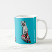 Tasse bleue turquoise de rétro fille de pin-up