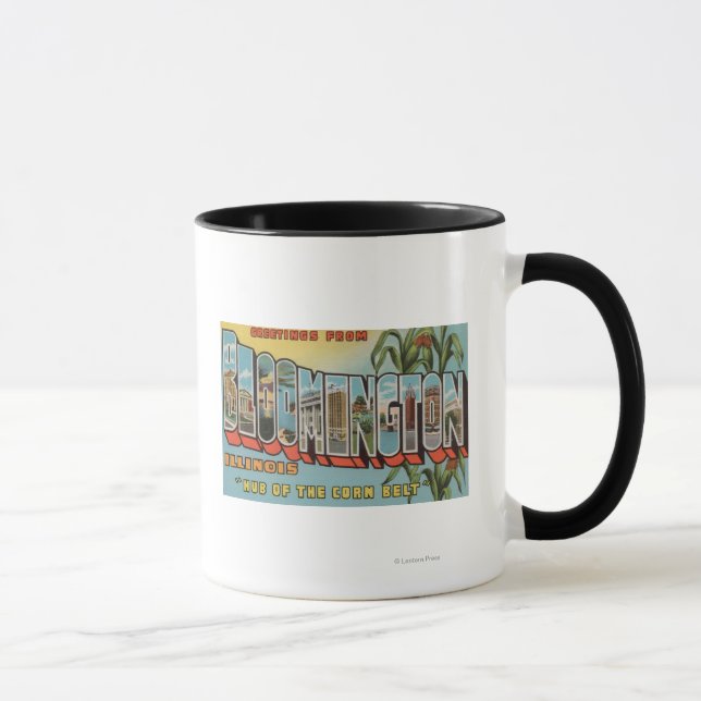 Tasse Bloomington (Illinois) - Grandes Lettres Scènes 2 (Droite)