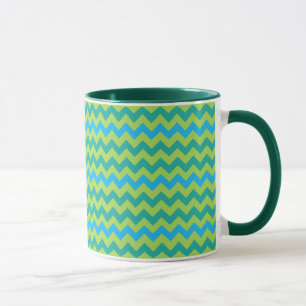 Tasse Blue Moons Chevron Motif Vert Bleu