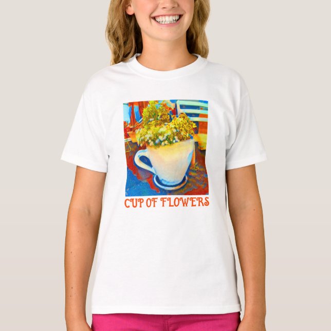 Tasse Blume Kaffeemaschine Tasse T-Shirt (Vorderseite)