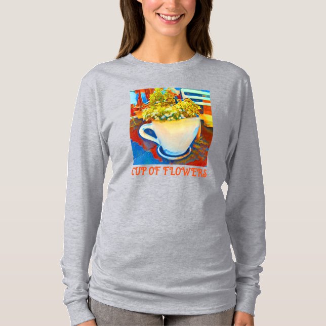 Tasse Blume Kaffeemaschine Tasse T-Shirt (Vorderseite)