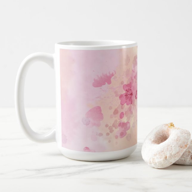 Tasse Blume rosa entworfen (Mit Donut)
