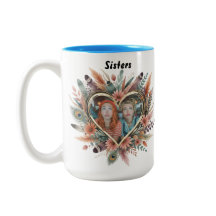 Tasse Boho Sœur avec Cœur Floral & Noms