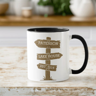 Tasse Bois rustique Signpost Lake House