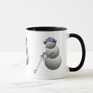 Tasse bonhomme de neige jouant au golf, bonhomme de