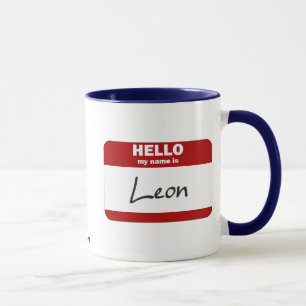 Tasse Bonjour mon nom est Léon (rouge)