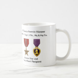 Tasse Borinqueneers - Bronzestern u. lila Herz