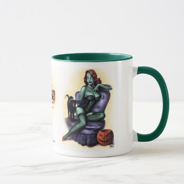 Tasse Borne de fille de zombi d'anniversaire d'art de (Droite)