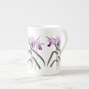 Tasse botanique florale de porcelaine tendre