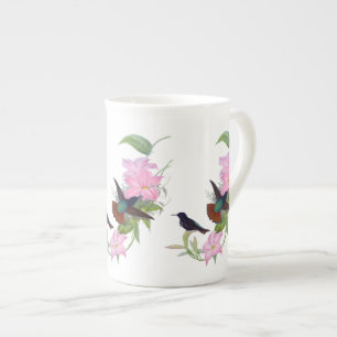 Tasse botanique florale de porcelaine tendre de