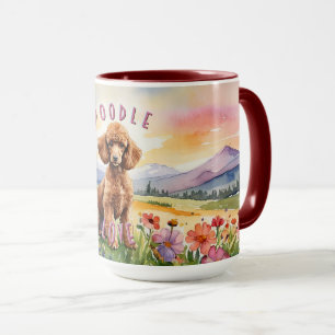 Tasse Brown Poodle, individuelle Sonnenaufgang auf