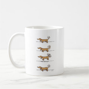 Tasse brune Dachshund volante