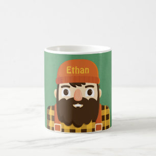 Tasse Bûcheron à Barbe Mignonne en Carreaux Jaunes