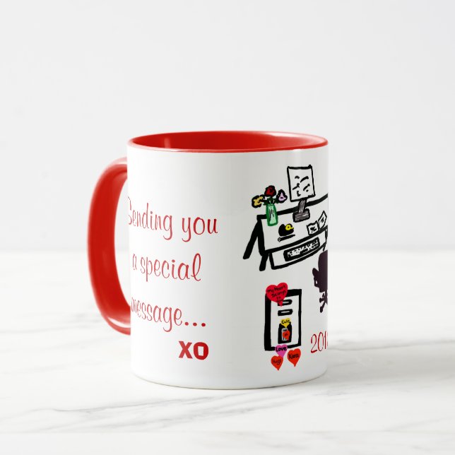 Tasse Bureau spécial Valentine Love Hearts (Devant gauche)