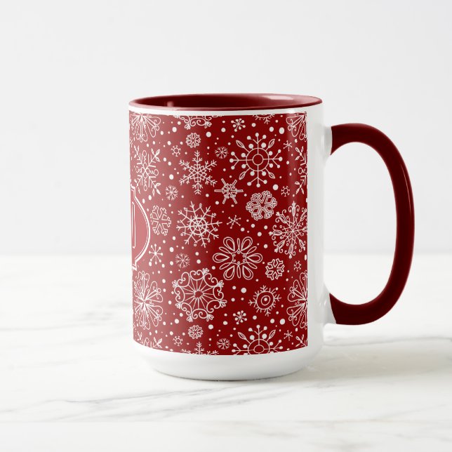 Tasse Burgundy Red & White Christmas Snowflakes 2 (Droite)