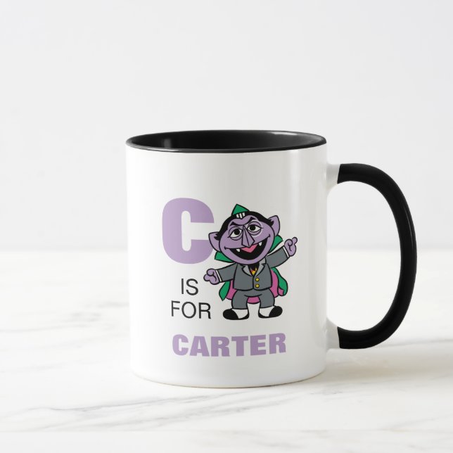 Tasse C est pour le Comte von Count | Ajoutez votre nom (Droite)