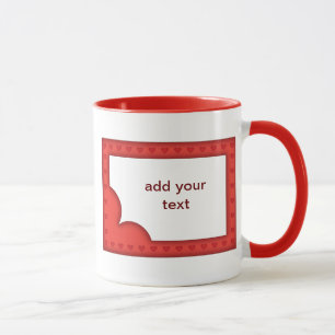 Tasse Cadre rouge romantique avec coeurs