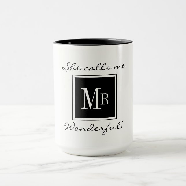 TASSE CAFÉ CHIC MUG_ " M. WONDERFUL" BLACK/WHITE (Centre)