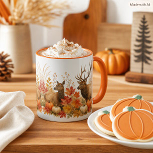 Tasse Café Récolte d'Automne Faune Elan et Citroui