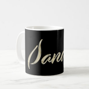 Tasse café Sandra écriture or blanc