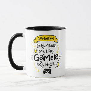 Tasse Cameron, ingénieur - Gamer, Lettres personnalisées
