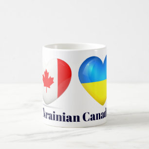 Tasse canadienne ukrainienne de coeur de drapeau