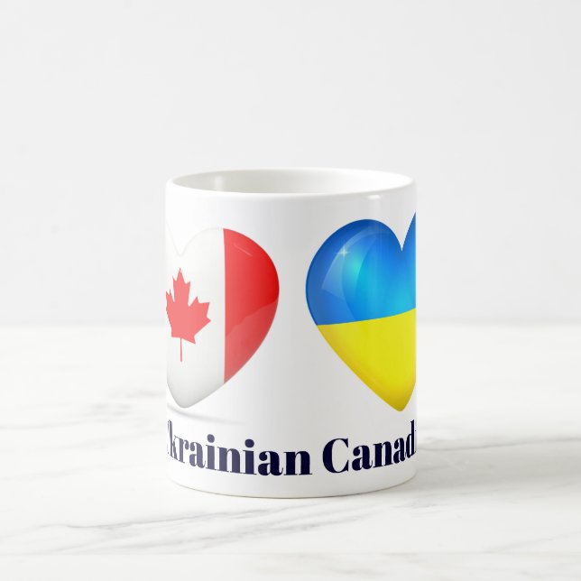 Tasse canadienne ukrainienne de coeur de drapeau (Centre)
