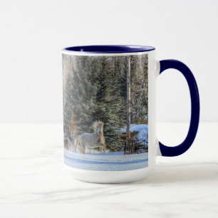 Tasse Cantonnement, Chevaux de course en hiver Photo nei