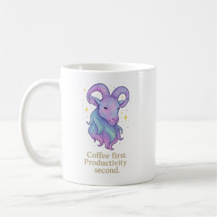 Tasse Capricorne – Café d'abord, Productivité ensu