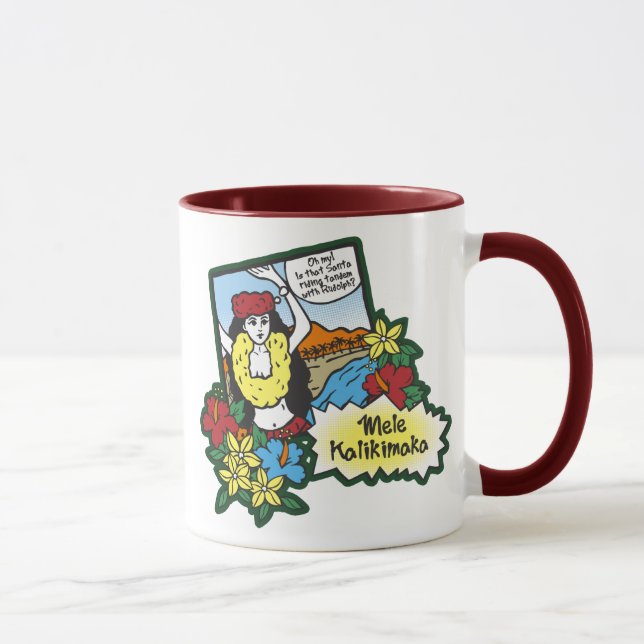 Tasse Caricature de Noël hawaïen de Hula Girl Mele Kalik (Droite)