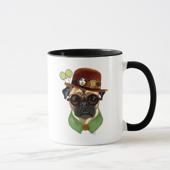 Tasse Carlin avec Casquette Steampunk Bowler (Droite)