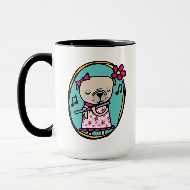 Tasse Carlin avec flûte, sans musique La vie serait plat (Gauche)