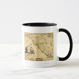Tasse Carolines avec le nord à droiteCarte panoramique