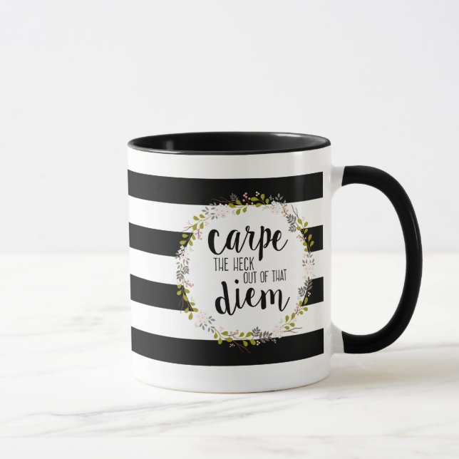 Tasse Carpe Diem Drôle Inspirant Citation Typographie (Droite)
