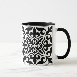 Tasse Carrelage marocain - blanc avec arrière - plan noi