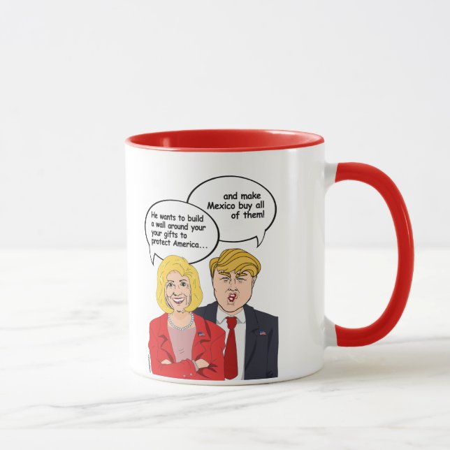 Tasse Carte d'anniversaire Hillary vs Trump - Un mur aut (Droite)