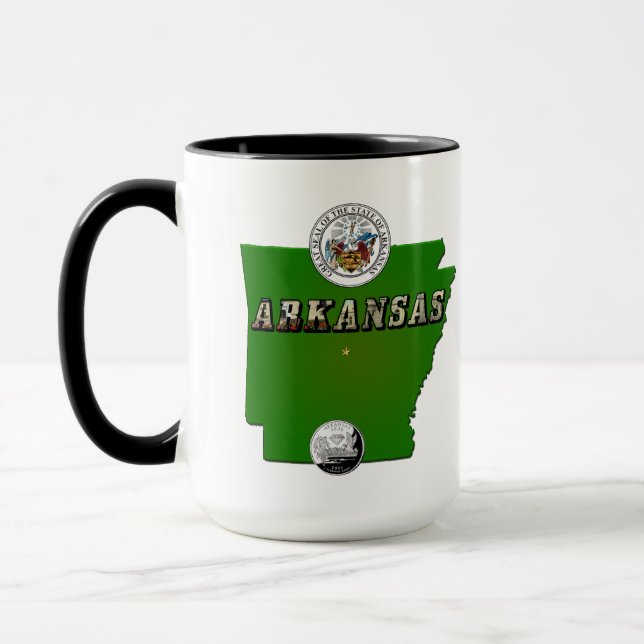 Tasse Carte de l'Arkansas, sceau et quartier des Faux (Gauche)