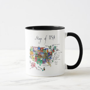 Tasse Carte des attractions des Etats-Unis d'Amérique