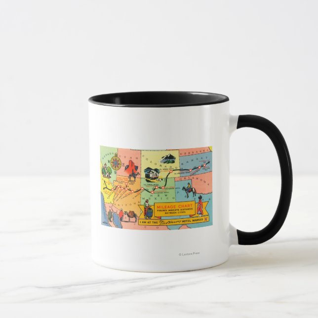 Tasse Carte des emplacements des hôtels Fred HarveyCA à  (Droite)