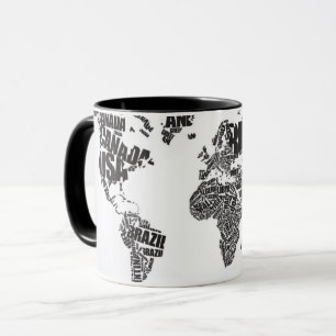Tasse Carte du monde dans la typographie
