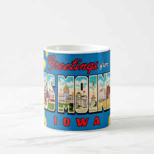 Tasse carte postale rétro Des Moines Iowa